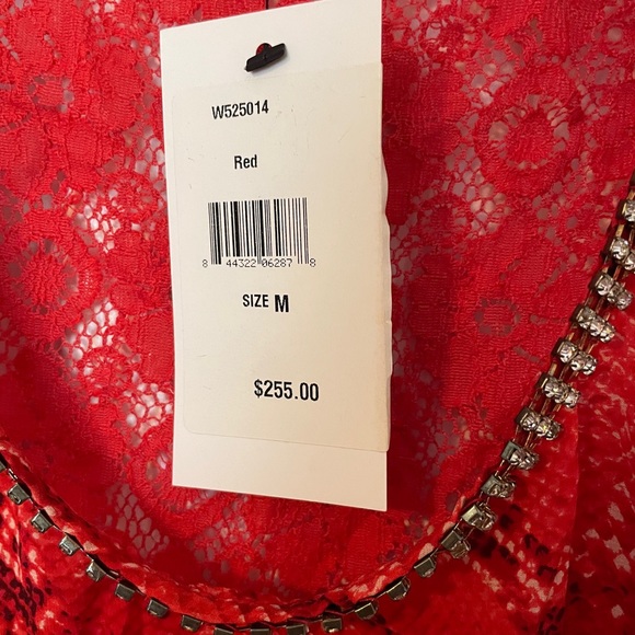 NWT Gorgeous Royal Underground Red Animal Print And Lace Top - Picture 2 of 6